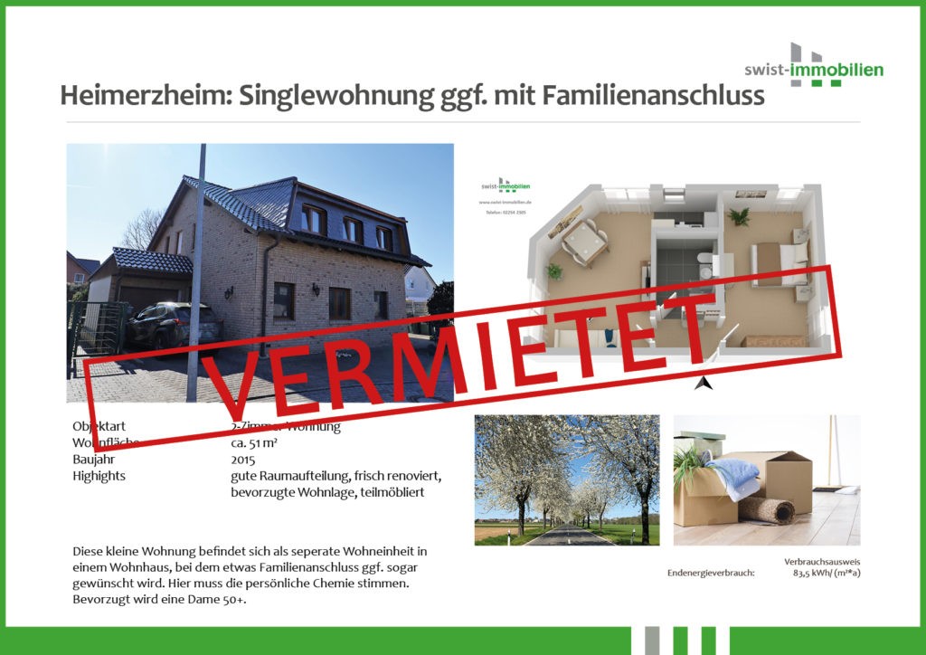 Heimerzheim: Single­wohnung ggf. mit Familien­anschluss