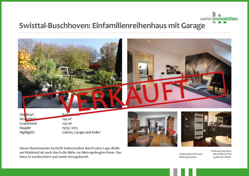 Swisttal-Buschhoven: Einfamilien­reihenhaus mit Garage