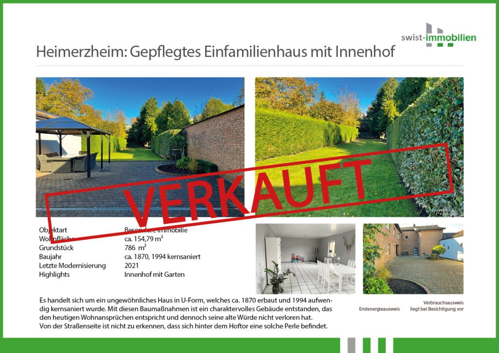 Heimerzheim: Gepflegtes Einfamilienhaus mit geschütztem Innenhof, Garten und Garage