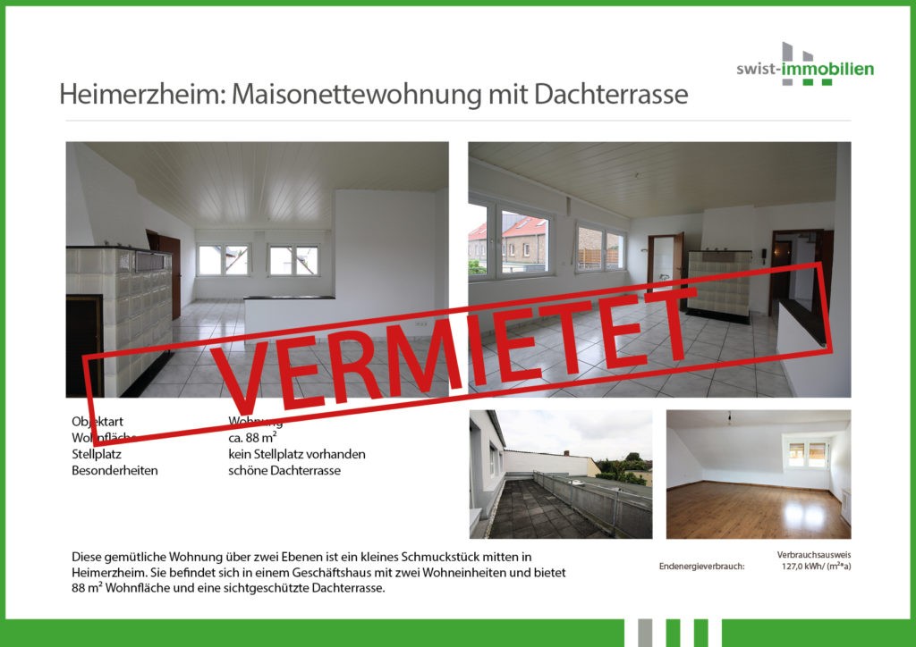 Heimerzheim: Schöne Maisonette-Wohnung mit großer Dachterrasse